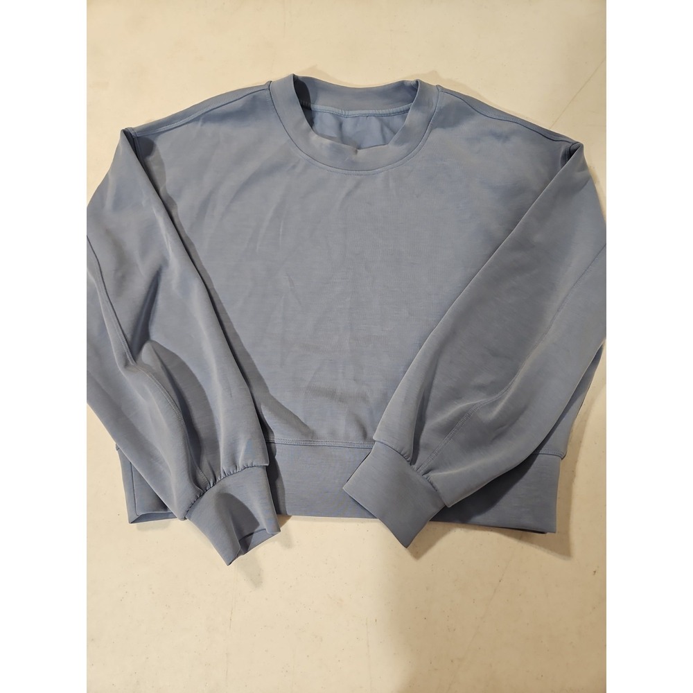 Lululemon Softstreme Perfectly Oversized Cropped Crew Sz 2 Blue Sweatshirt (L122